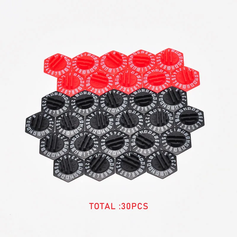 Gloomhaven Monster Standee Bases Pack of 30 3D Printed Hex with Health Tracker and Status Token Slots