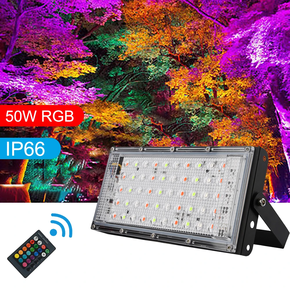 Светодиодный прожектор RGB 50 Вт 16 цветов водонепроницаемый уличный Точечный