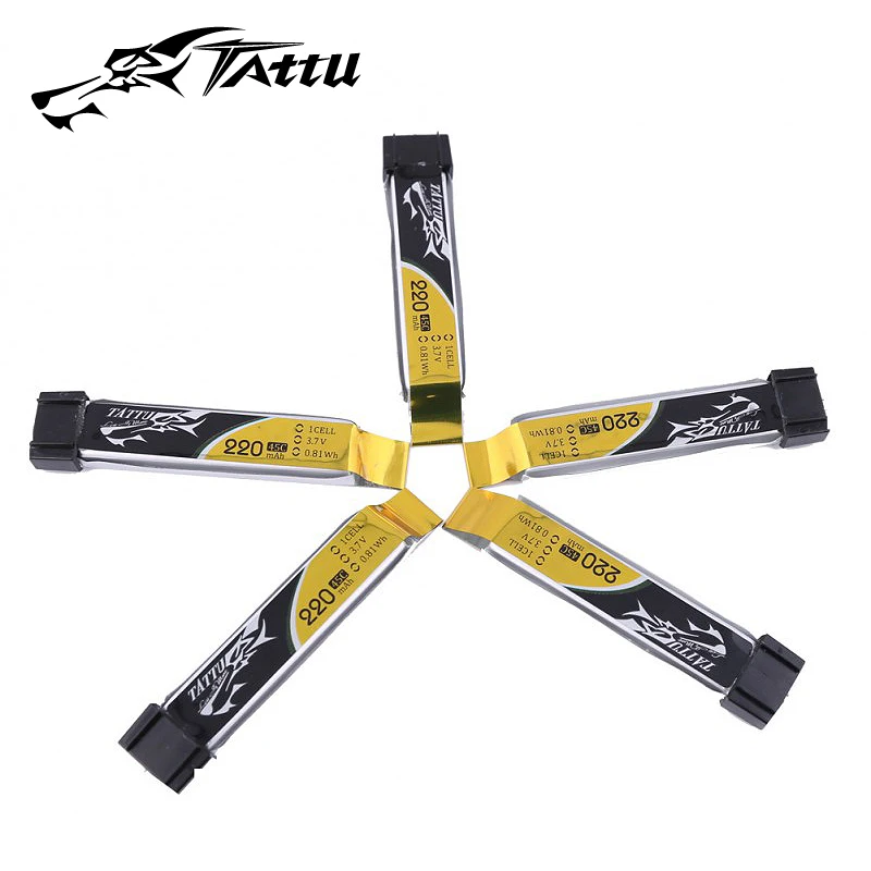 

5pcs Tattu 220mAh 3.7V 45C 1S1P HV Lipo Battery Pack with Molex 1.25 Connector Accessories
