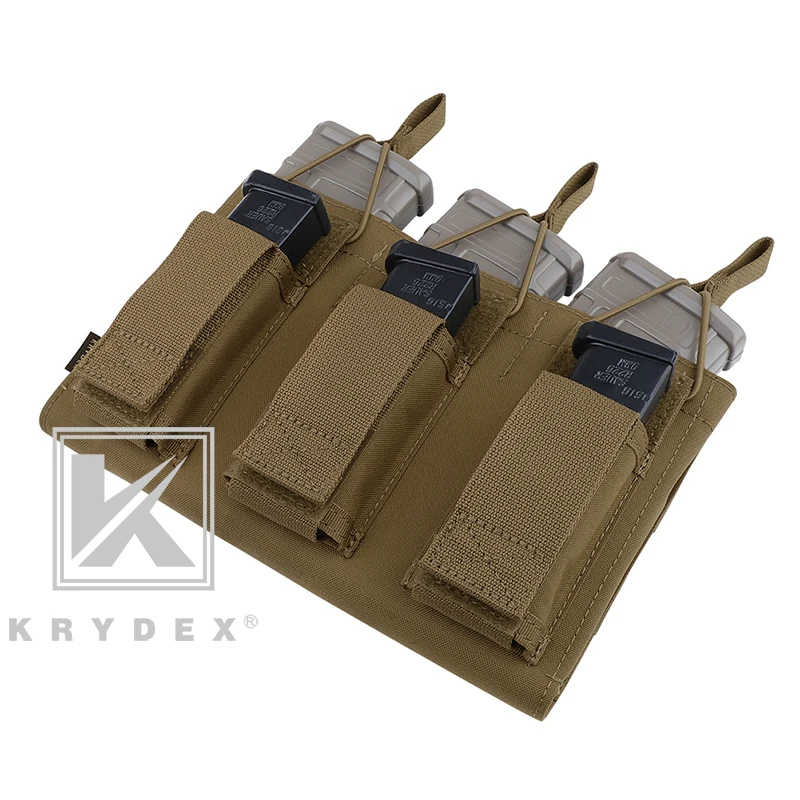 KRYDEX тройной Открытый Топ подсумок для стрельбы страйкбола Военная Тактическая 5,56 и пистолет MOLLE/PALS кобура Mag Перевозчик CB