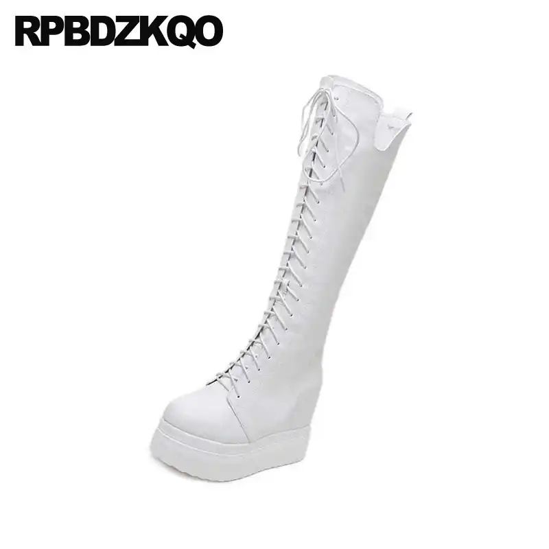 tall white platform sneakers