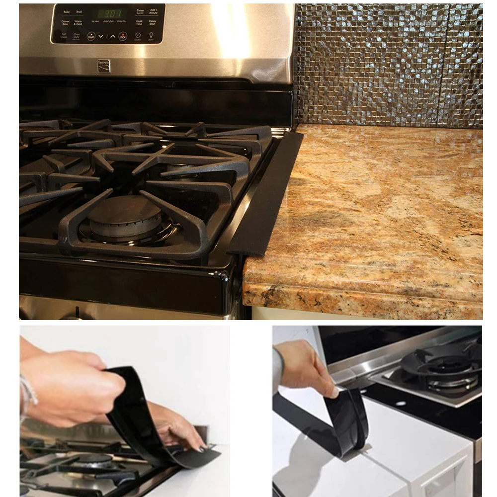 Kitchen Silicone Stove Counter Gap Cover Heat Resistant Dust Expeller Cleaning Tool
