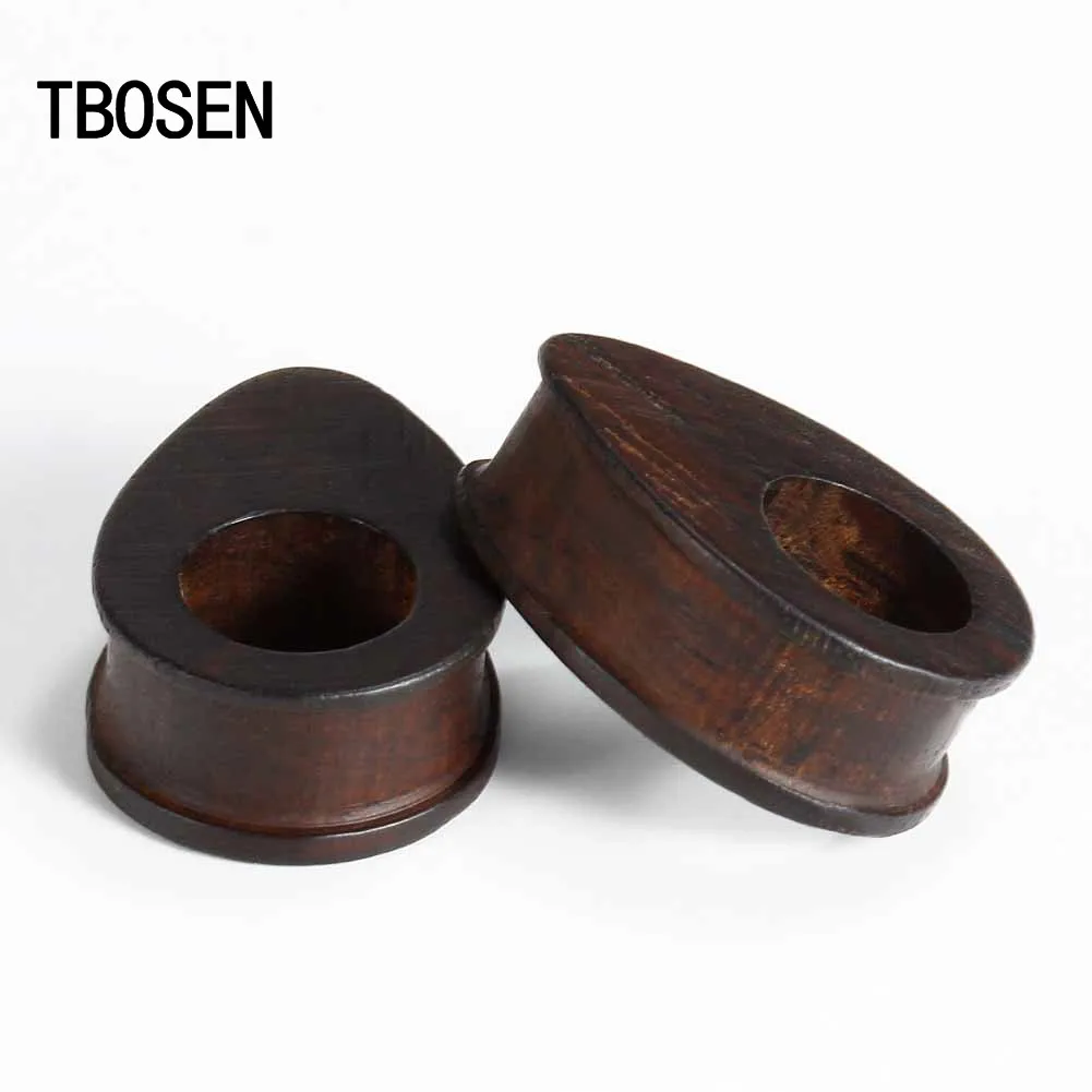 TBOSEN Новая мода Ebony полые беруши пирсинг туннели Exapander Strechers форма капли деревянные серьги ювелирные изделия для тела подарок