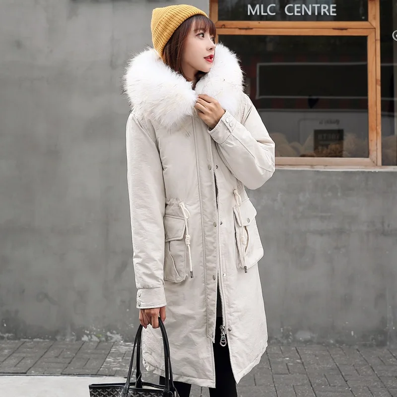 

2019 off Season New Style Cotton Coat Women's Mid-length Korean-style Slim Fit Thick Cotton Overcoat Da Mao LEEPAG Overcome Over