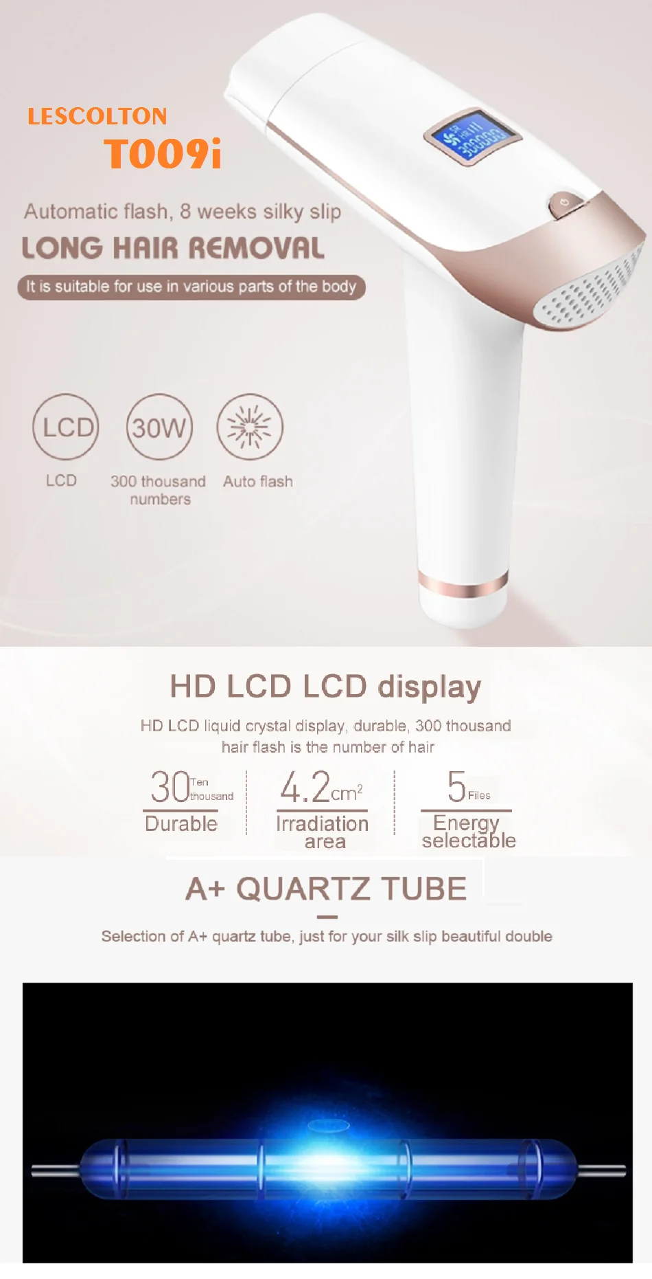 LESCOLTON T009i IPL устройство для удаления волос hoesehold Мини Портативный безболезненный лазерный эпилятор