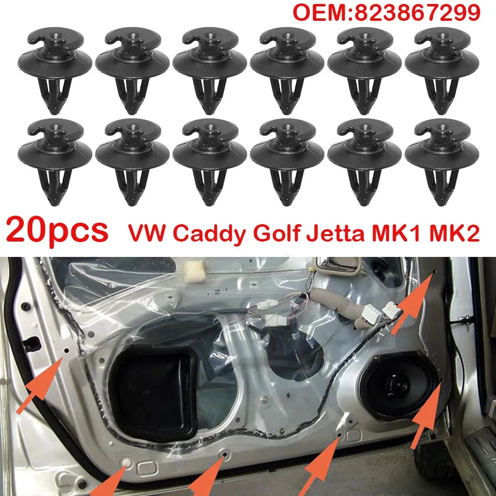 10 Clips De Panneau De Porte Coulissante VVO Pour Volkswagen Caddy - Noir
