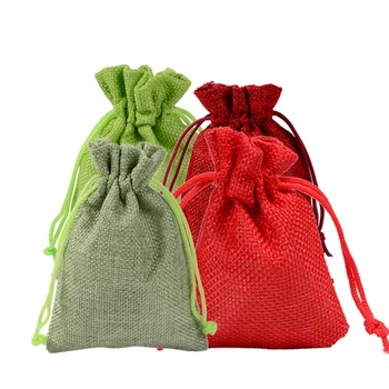 

24PCS Christmas Gift Bags 2019 Christmas Decorations For Home Candy Gift Packing Linen Bag Kerst New Year Supplies