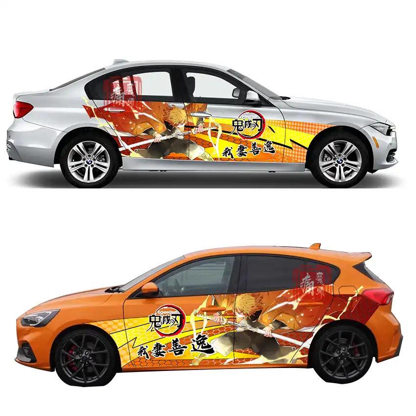 Anime Vinyl Itasha Car Sticker Demon Slayer Agatsuma Zenitsu Cartoon Door Decals Ralliart Stickers On Car Vehicle Accessories Car Stickers Aliexpress