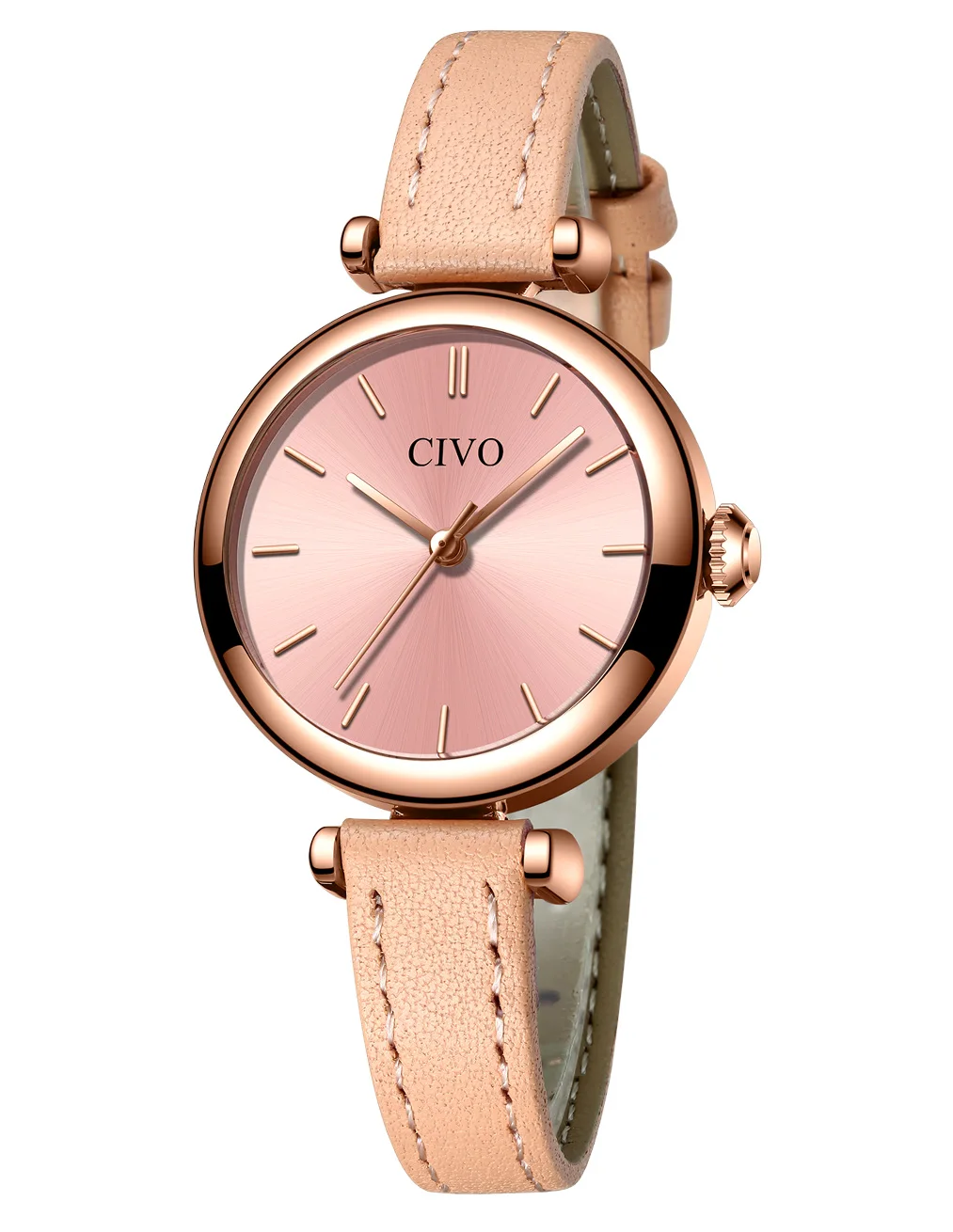 Женские часы Relogio Feminino CIVO новые женские часы Роскошные подарки для женщин водонепроницаемые черные кварцевые наручные часы 8104 - Цвет: leather rosegold