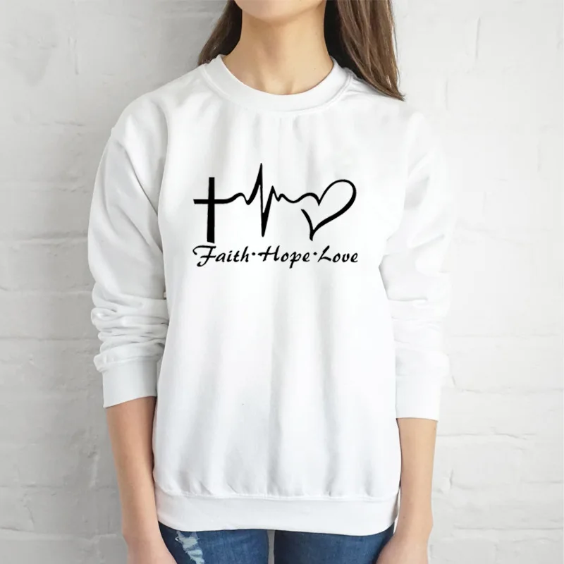 

Faith Hope Love Sweatshirt Harajuku Hoodie Pink Clothes Harajuku Women Valentine's Day Full Letter Pullovers