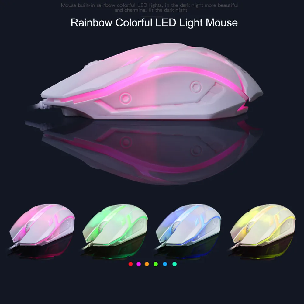 Limeide GT300 Colorful LED Backlit USB Wired PC Rainbow Gaming Keyboard Mouse 