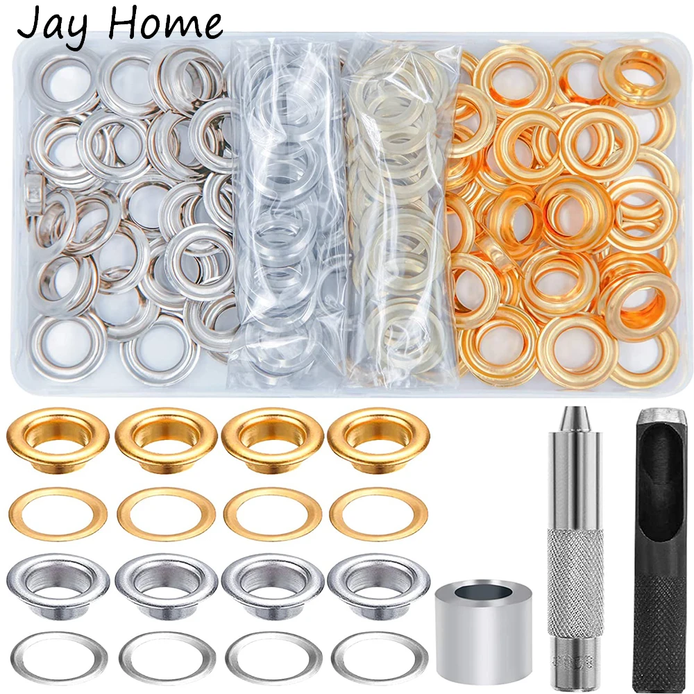 100Sets Grommet Tool Kit Metal Grommets Eyelets 1/2 Inch with Install