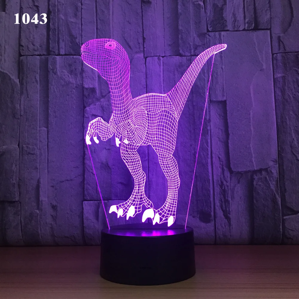 1043 3D светодиодный Ночной светильник с рисунком из мультфильма, Crazy Triceratops, динозавр, настольная лампа, luminaria novel lampara, 7 цветов, для рождества, Нового года, подарок - Испускаемый цвет: 1043