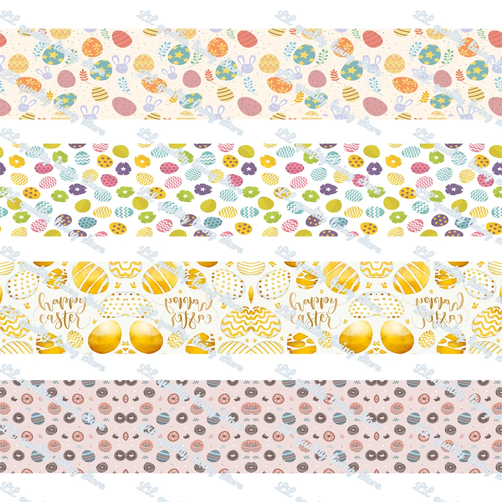 

WL Easter Egg Printing Grosgrain Ribbon Bow Hair Accessories Bow Craft Supplies Packaging Party Decoration Wholesale 16mm 25mm