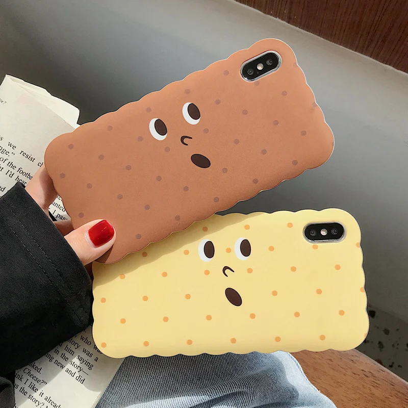 

Bisuit Cookie Pattern Funny Cartoon Face Case For iPhone 7 6 6S 8 Plus Matte Soft TPU Silicone Phone Case for iPhone XS Max X XR