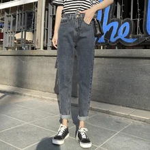 Бойфренд Стиль размера плюс, весенние хлопковые синие джинсы брюки Для женщин Высокая Талия Джинсы для Для женщин