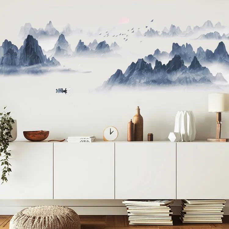 

Chinese Style Mountain Wall Stickers Wallstickers Living Room Bedroom Decal TV Wall Decoration Art Stickers Pegatinas De Pared