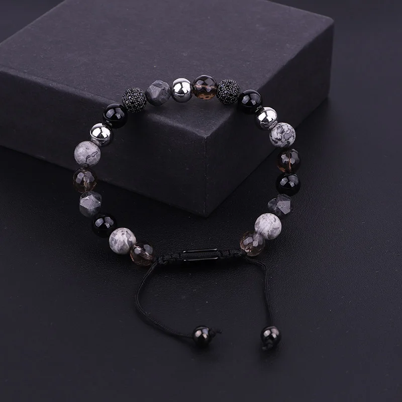 Unique Design Mix Natural Stone Beads CZ Pave Ball Woven Beaded Friendship Bracelet Men Women - Image 6