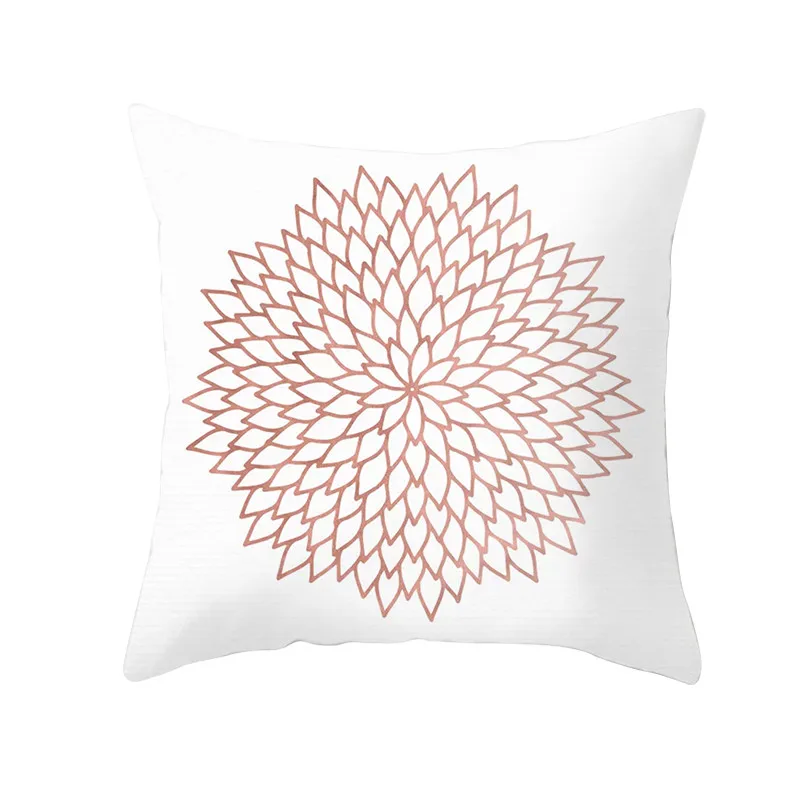 Fuwatacchi Rose Gold Geometric Cushion Cover Flower Decorative Pillows Cover for Home Sofa Bed Polyester Throw Pillowcases 45*45 - Цвет: PC09921