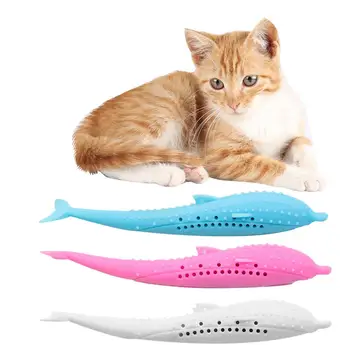 

Cat Toothbrush Fish Shaped Toy Catnip Silicone Teeth Cleaning Molar Stick Toothbrush Chew Shaped Interactive Supplies
