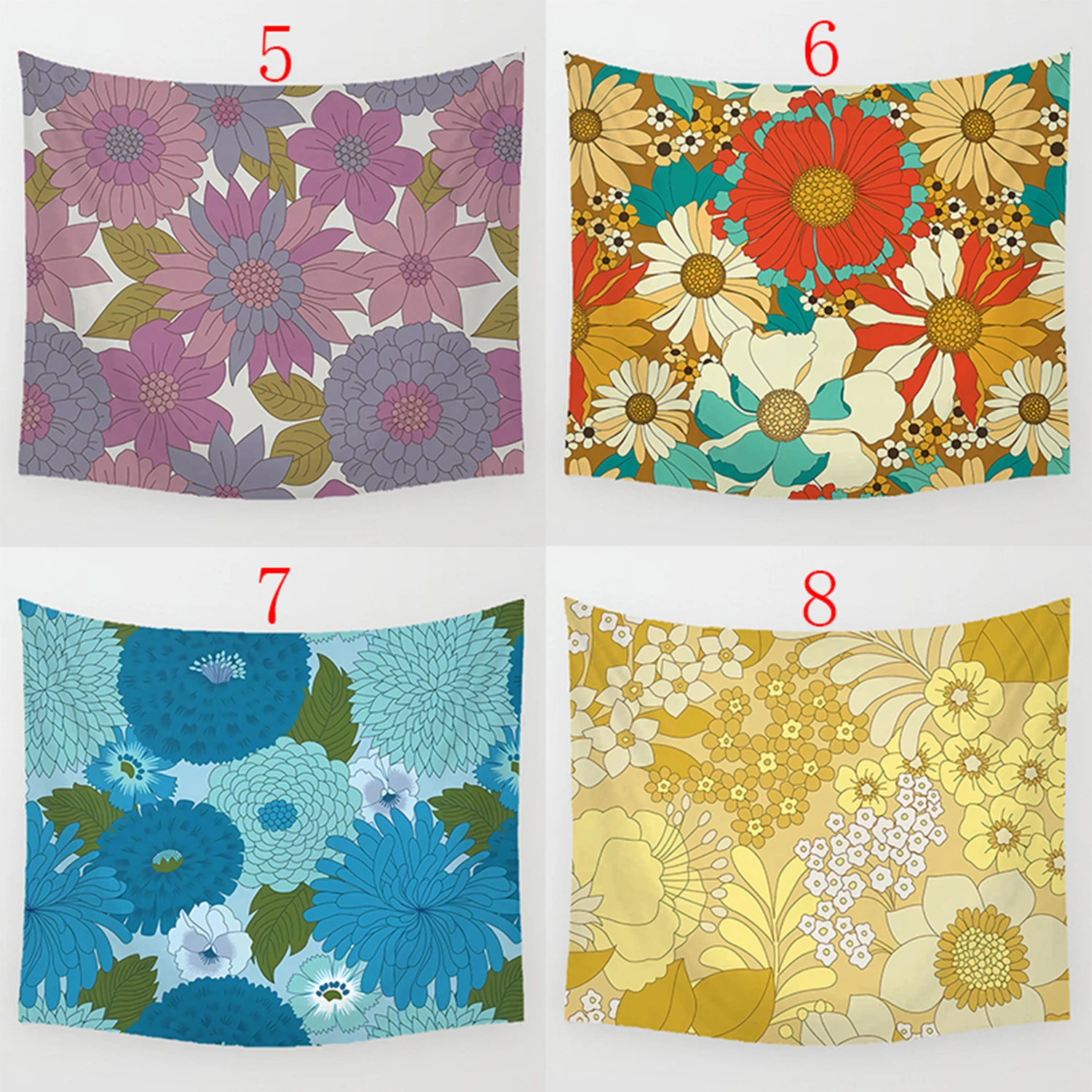 Floral Tapestry Wall Decorations for Bed Cover Beach Towel Tapestry Decorations