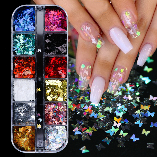 Abalone Shell Nail Art Glitter Natural Sea Shell Slices Nail Charms Flake Powders Shiny Sequins Manicure Design  FBBY
