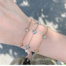 YUN RUO розовое золото цвет Мода Роскошный 5 циркон камень браслет женский подарок титановая сталь ювелирные изделия не изменить цвет Прямая