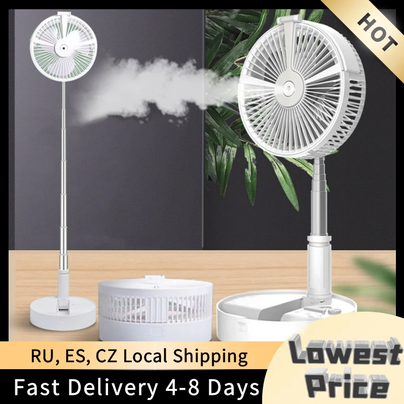 US $51.64 Portable Folding Hydrating Fans Wireless Rechargeable Table Fan Home Office Outdoor Use Electric Fan Long Use Time