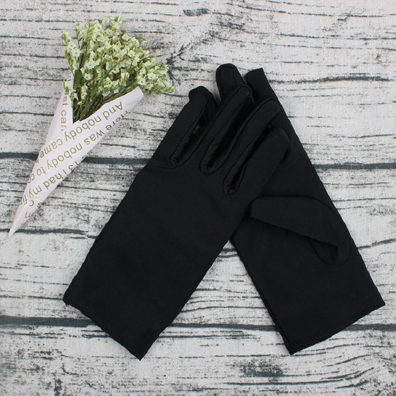 Short Prom Spandex Gloves Wrist Banquet Bride Gloves Tea Evening Party Dancing Gloves for Women Wedding ST211 - Color: Black