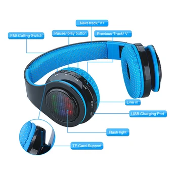 

Bluetooth Headphone HIFI Stereo EarphonesMusic Headset FM and Support SD Card with Mic for Mobile Xiaomi Iphone Sumsamg Tablet