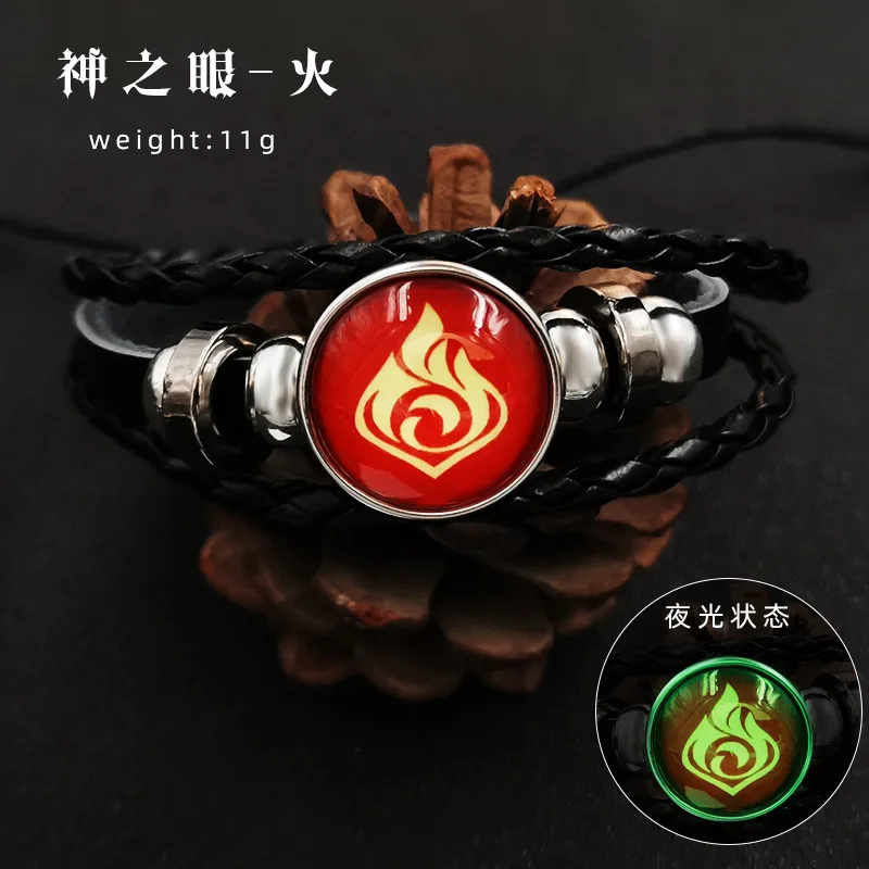 Bracelet Jewelry Anime Game Bracelet Cosplay Prop 7 Element Weapon Eye Of Original God Leather Bracelets Women Men Bangle Jewelry