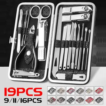 

19/16/11/9 pcs Manicure Nail Clipper Set Household Stainless Steel Ear Spoon Nail Clippers Manicure Tool Pedicure Nail Scissor