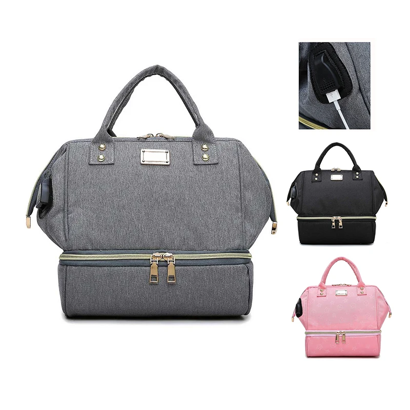

USB Diaper Bag Insulated Mommy Diaper Bags Mom Large Capacity Travel Nappy Maternity Backpacks with USB Charge Baby Nursing Bags