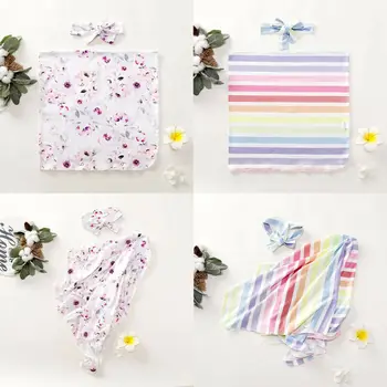 

Newborn Baby Cocoon Swaddle Blanket Sleeping Swaddle Muslin Wrap Headband Lovely Blanket + Headband
