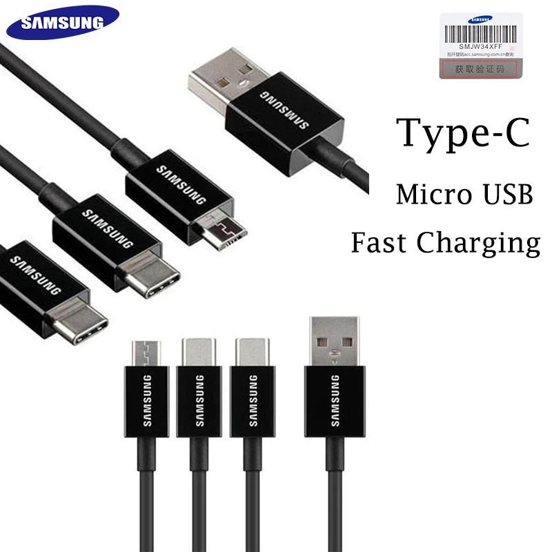 US $22.50 Original Samsung 3 In 1 USB Micro USB Cable Type C Fast Charging White 1M Data Cable For Galaxy S10 S20 S7 Edge A7 A90 Note 4