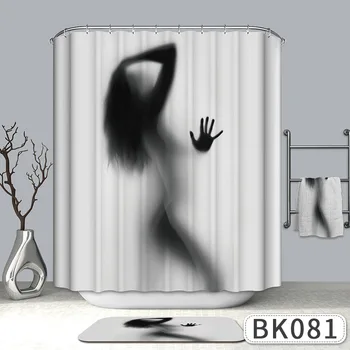 

Aggcual woman Back view shower curtain polyester 3D printing bathroom curtains waterproof thickened sanitary partition decor y12