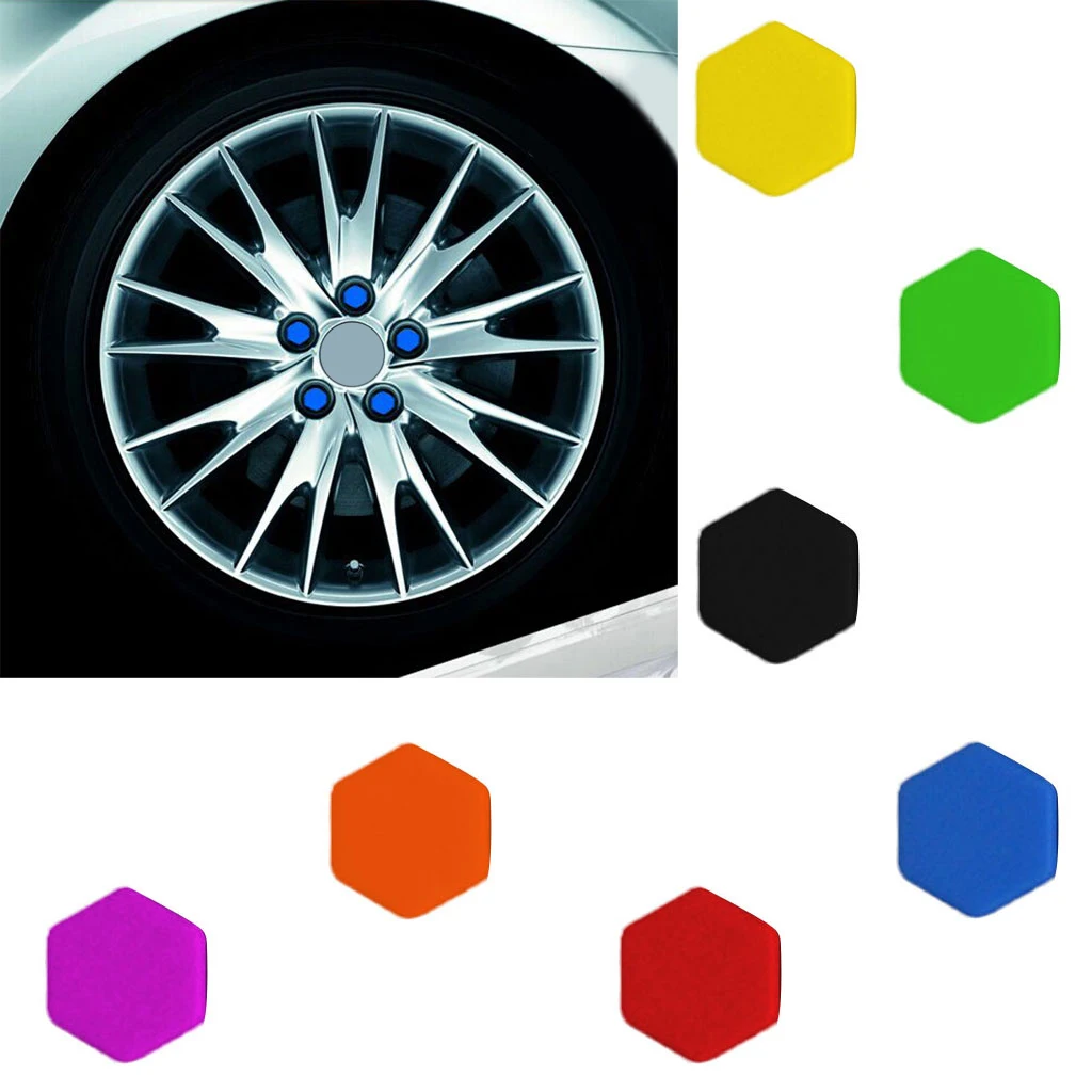 Pack of 20 Car Wheel Tire Screw Protect Bolt Cover Nut Cap Lug 17mm Silicone Various Colors