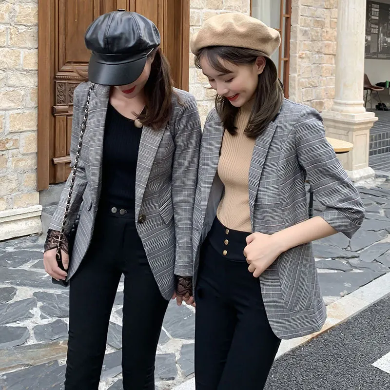 

British Style Plaid Suit Women's 2019 Autumn New Best Friend Loaded Fashion Explicit Elegant Online Celebrity Short-height Suit