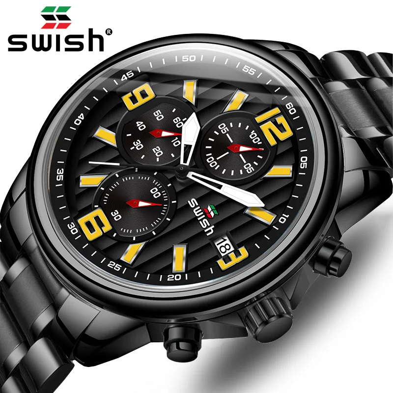 SWISH модные мужские часы с хронографом 2020 роскошные для мужчин из нержавеющей
