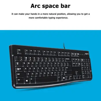 

K120 Ultra-thin Wired Keyboard USB Keyboards 104 Keys Desktop Computer for Logitech Household Computer Accessories