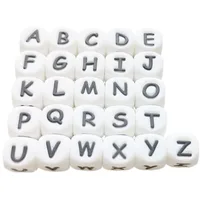 100pcs English Letter Silicone Alphabet Beads 10mm Silicone Cube Teether Beads DIY Name on Baby Teething Jewelry Nursing Toys 1