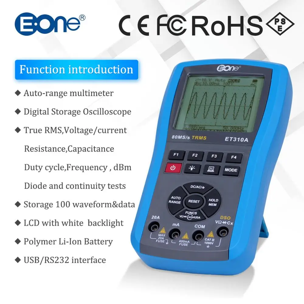 ET310A цифровой мультиметры осциллограф 3 в 1 80 мс/с TRMs ручной DSO DDS функция генератор сигналов