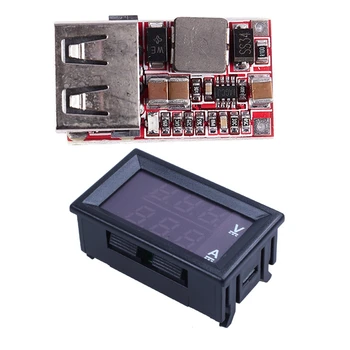 

6-24V 12V/24V to 5V 3A Car USB Charger Module & DC0-100V 10A LED DC Dual Display Digital Voltage Current Meter Head