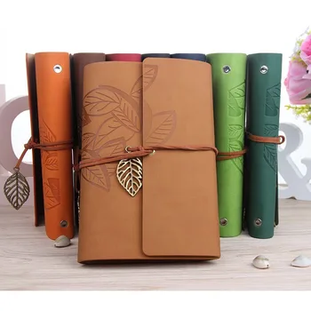 

Leather Blank Spiral Notebook Diary Notepad Vintage PU Leather Note Book Creative Leather Cover Ring Binder Kraft Paper Notepad