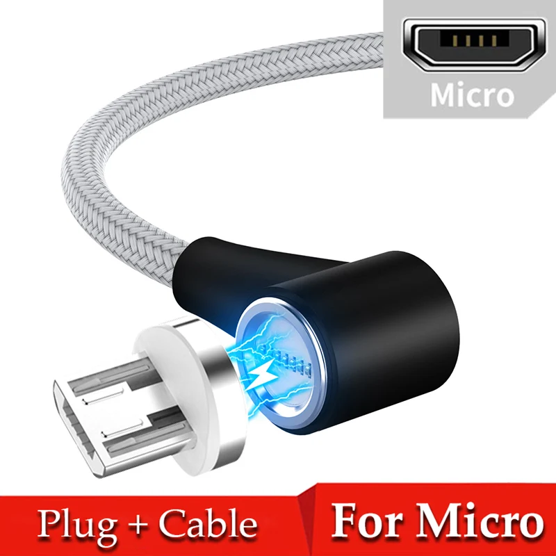 Магнитный Micro USB кабель 3A для быстрой зарядки, кабель usb type C, магнитный кабель для зарядки и передачи данных, шнур для huawei, samsung, Xiaomi - Цвет: Silver For Micro