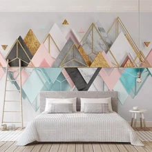 Пользовательские украшения дома фото 3d обои HD атмосферные Треугольные металлические стеклянные геометрические 3d обои papel де parede