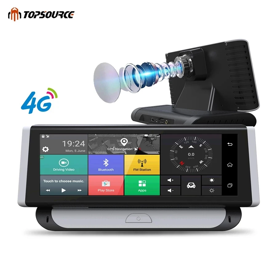 Автомобильный видеорегистратор TOPSOURCE 4G ADAS GPS навигация HD 1080P 7 84 дюйма Android 5 1 с