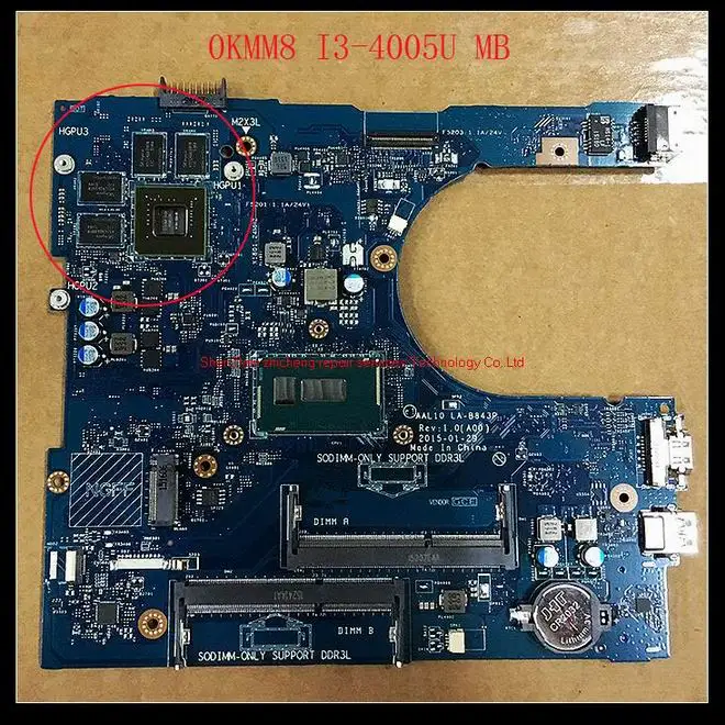 Для DELL Inspiron 5558 5758 материнская плата AAL10 LA-B843P 0KMM8 i3-4005u или V2X3C i7-5500u N16V-GM-B1 4G дискретная видеокарта - Цвет: 0KMM8 i3-4005u MB