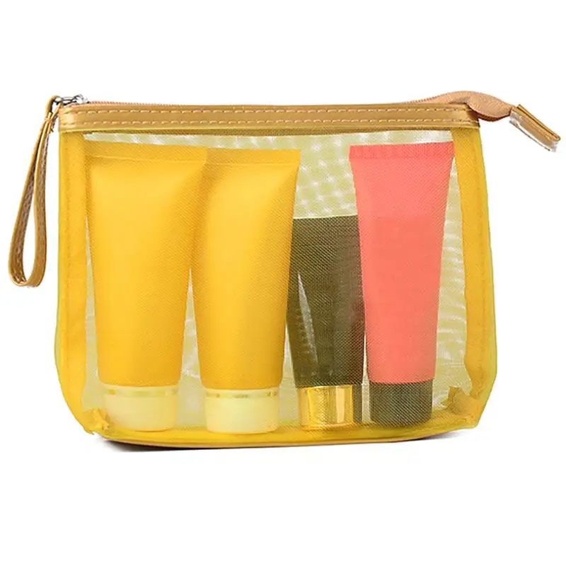 

coofit Mesh Cosmetic Bag for Women Portable Zipper Travel Makeup Bag Toiletry Pouch Zipper Makeup Bag Organizer