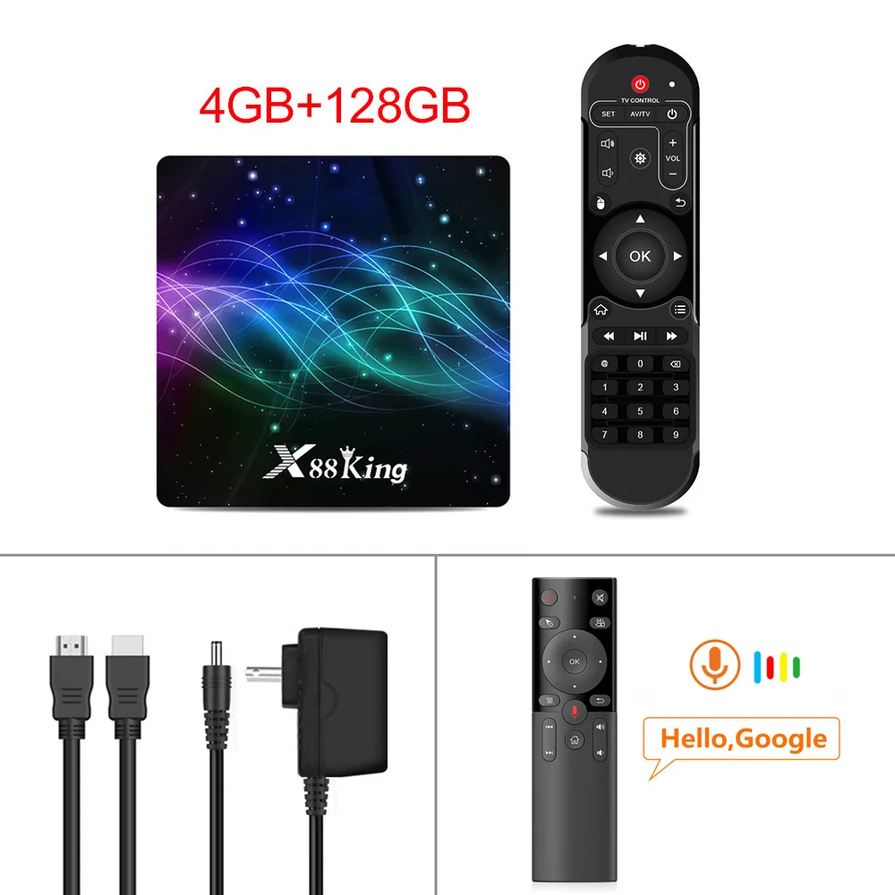 X88 King 4GB 128GB Amlogic S922X TV Box Android 9.0 Dual Wifi BT5.0 1000M 4K 60fps USB3.0 Google Play Youtube 4K Media player - Цвет: C4G128G voice RC H17